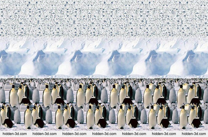 Смотреть объемную картинку пингвины