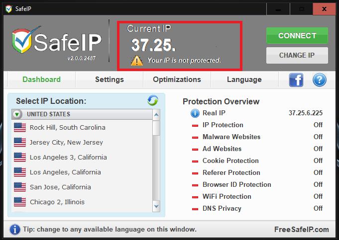 Реальный внешний IP в программе SafeIP