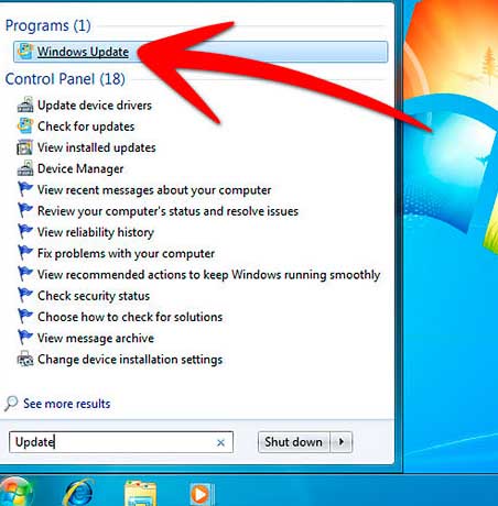 Вкладка Обновления Виндовс в Internet Explorer 9