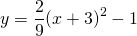 \[y = \frac{2}{9}{(x + 3)^2} - 1\]