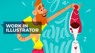 Отрисовка персонажей с леттерингом в векторе. /Drawing characters and lettering in illustrator